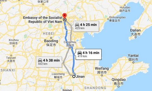 Jinan to the Embassy of Vietnam in Beijing