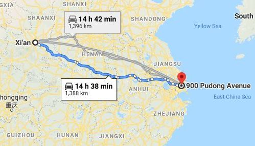 Xi'an to Vietnamese Embassy in Shanghai